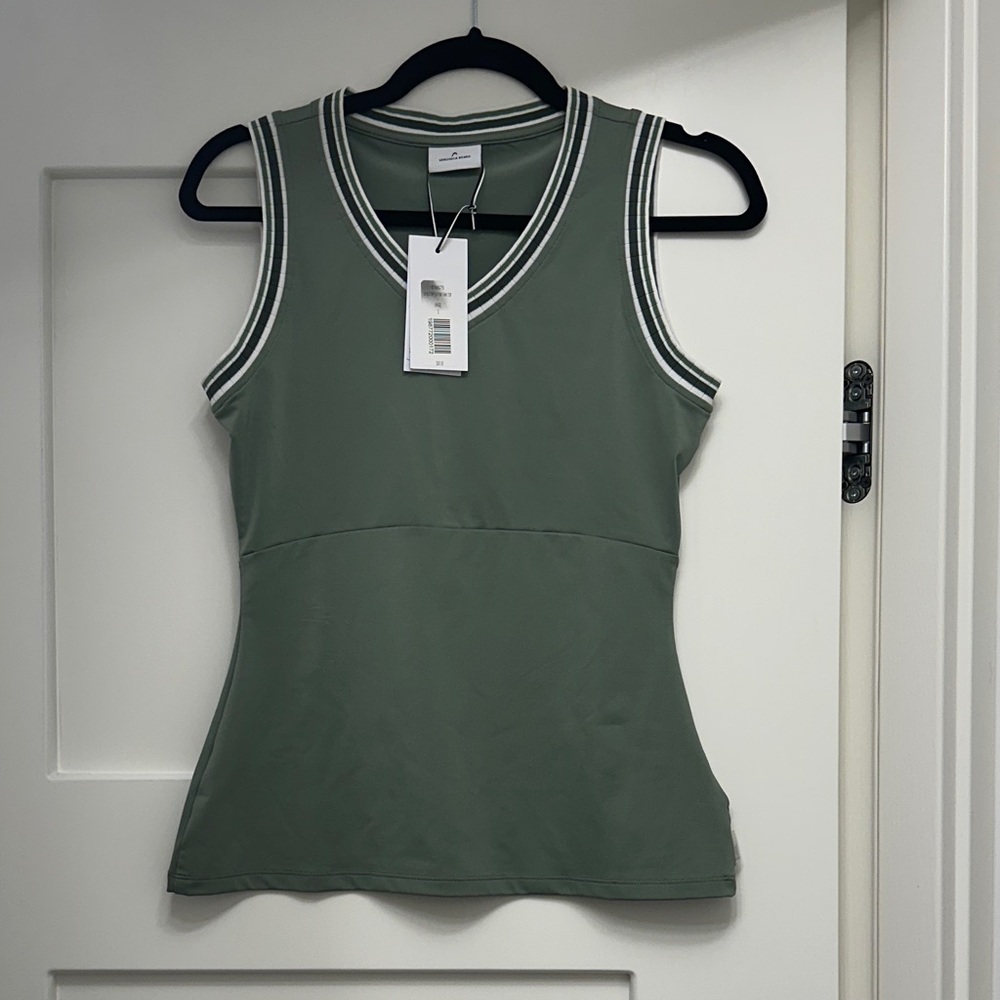 Veronica Beard Green V-Neck Tank Top